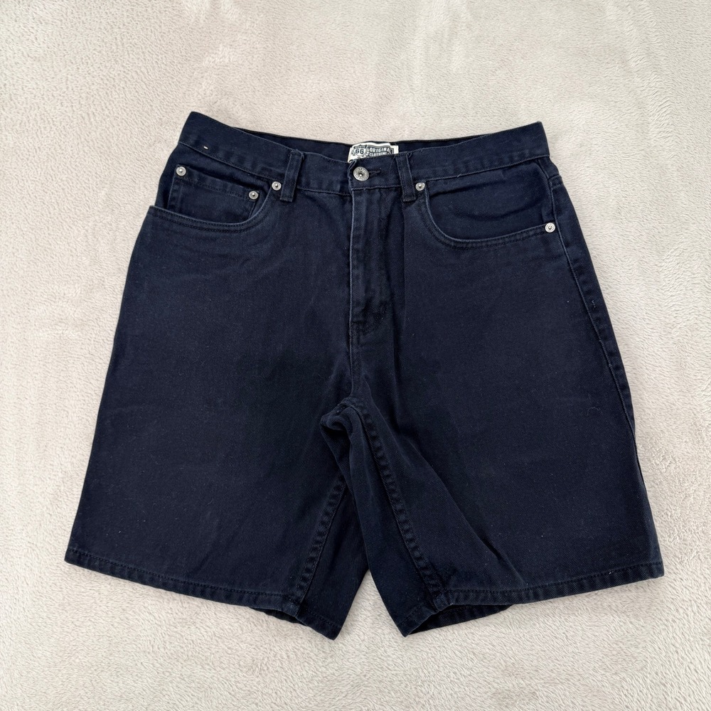 Vintage Route 66 Womens Denim Shorts 32 Black Preowned Stains Faded